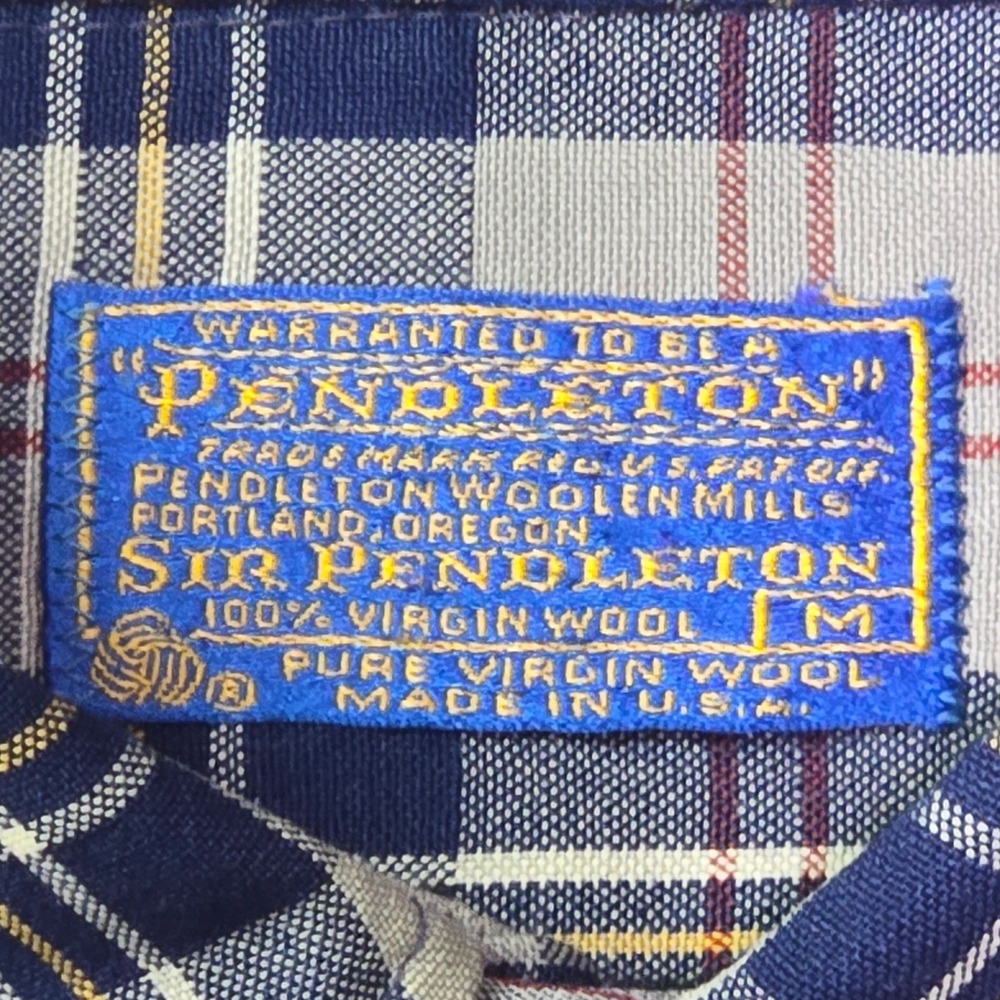 Vintage Pendleton Sir Pendleton Shirt Mens M Grey Blue Plaid Virgin Wool USA - Picture 7 of 11